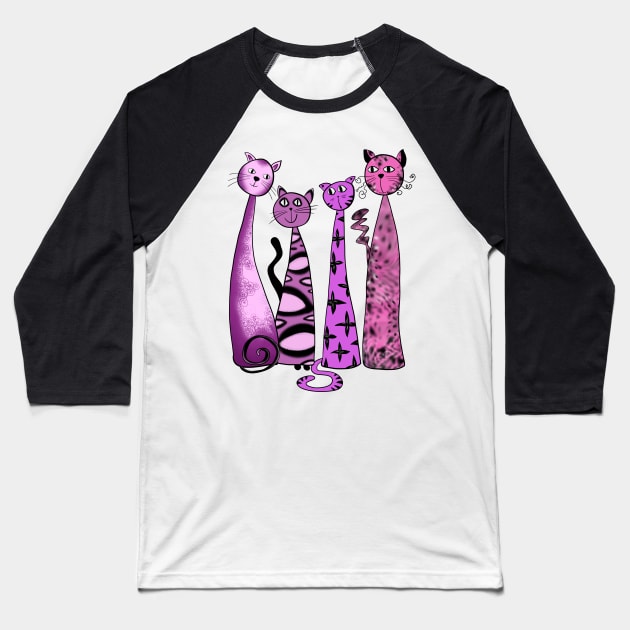 Pink cats Baseball T-Shirt by Smoky Lemon